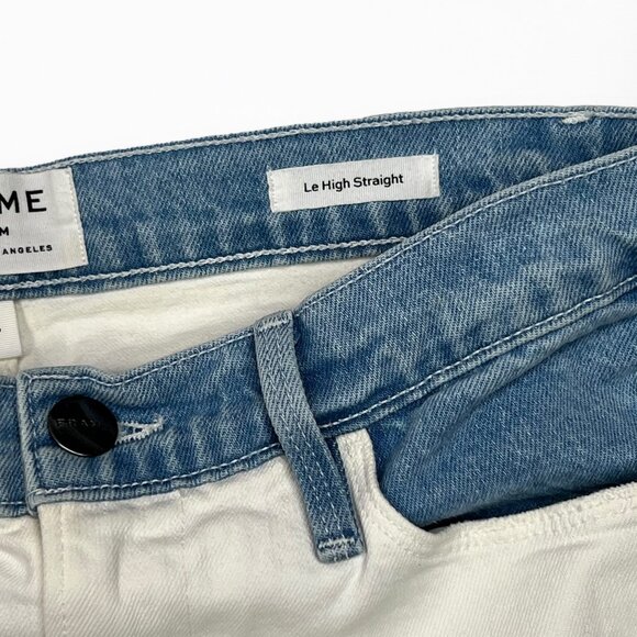 FRAME DENIM Le High Waist Colorblock Straight Leg Jeans 28 Cropped - Picture 6 of 9